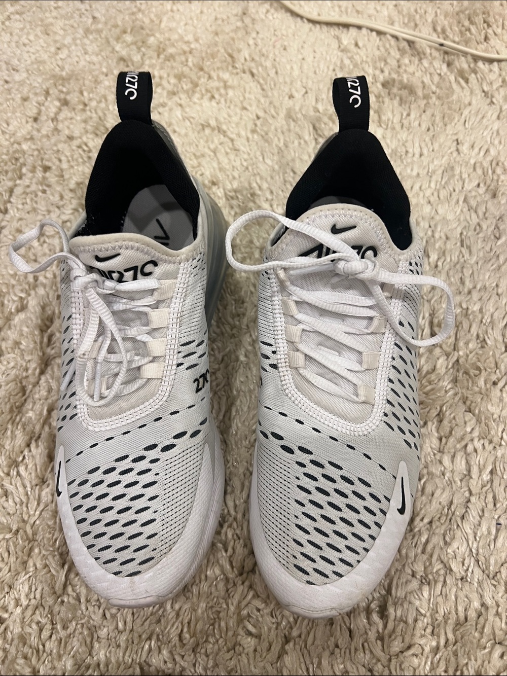 Nike Air Max 270 White and Black Low-Top Sneakers-womens 7.5